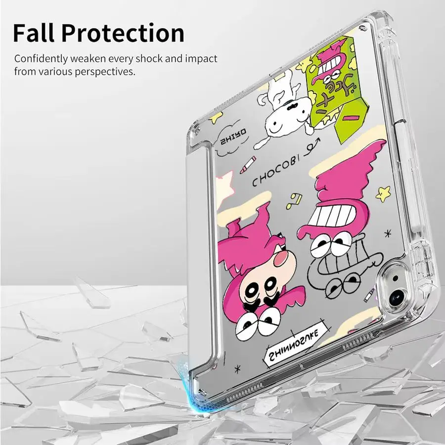 Crayon Y-Fold Holder Cover Tablet Case For iPad Pro 2025 Pro 11th 10th 9th 8th 7th 12.9inch Mini 6 7 Air 4 5 M3 M2 1 2 M4 11inch
