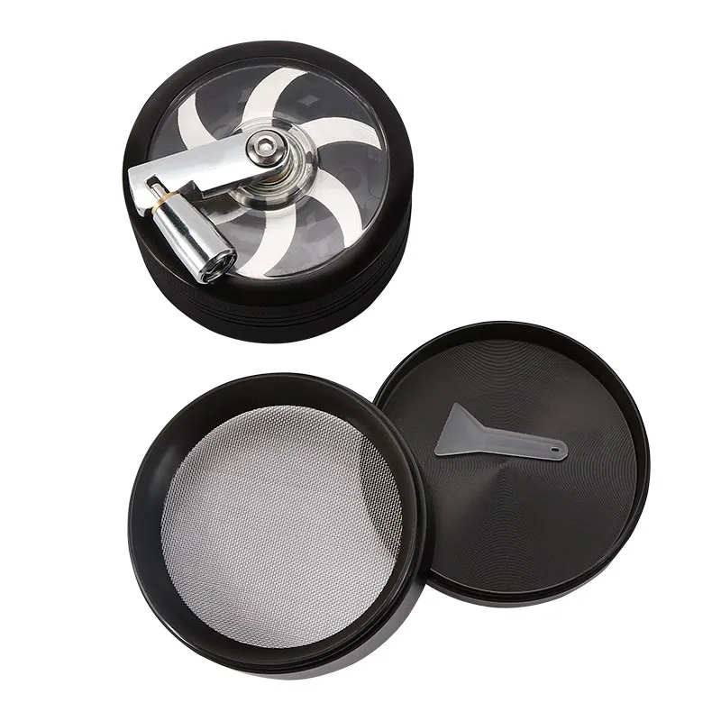 Hand Crank Tobacco Mill Grinder Zinc Alloy Crusher 4Parts 60MM Pipe Smoking Grinder Herb For Cigarette Accessories