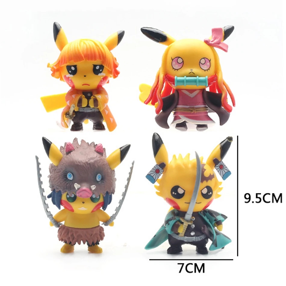 1-4 قطعة شخصيات كرتونية البوكيمون بيكاتشو تأثيري شيطان القاتل Tanjirou Nezuko Zenitsu Inosuke البلاستيكية جمع الاطفال عيد ميلاد اللعب هدية