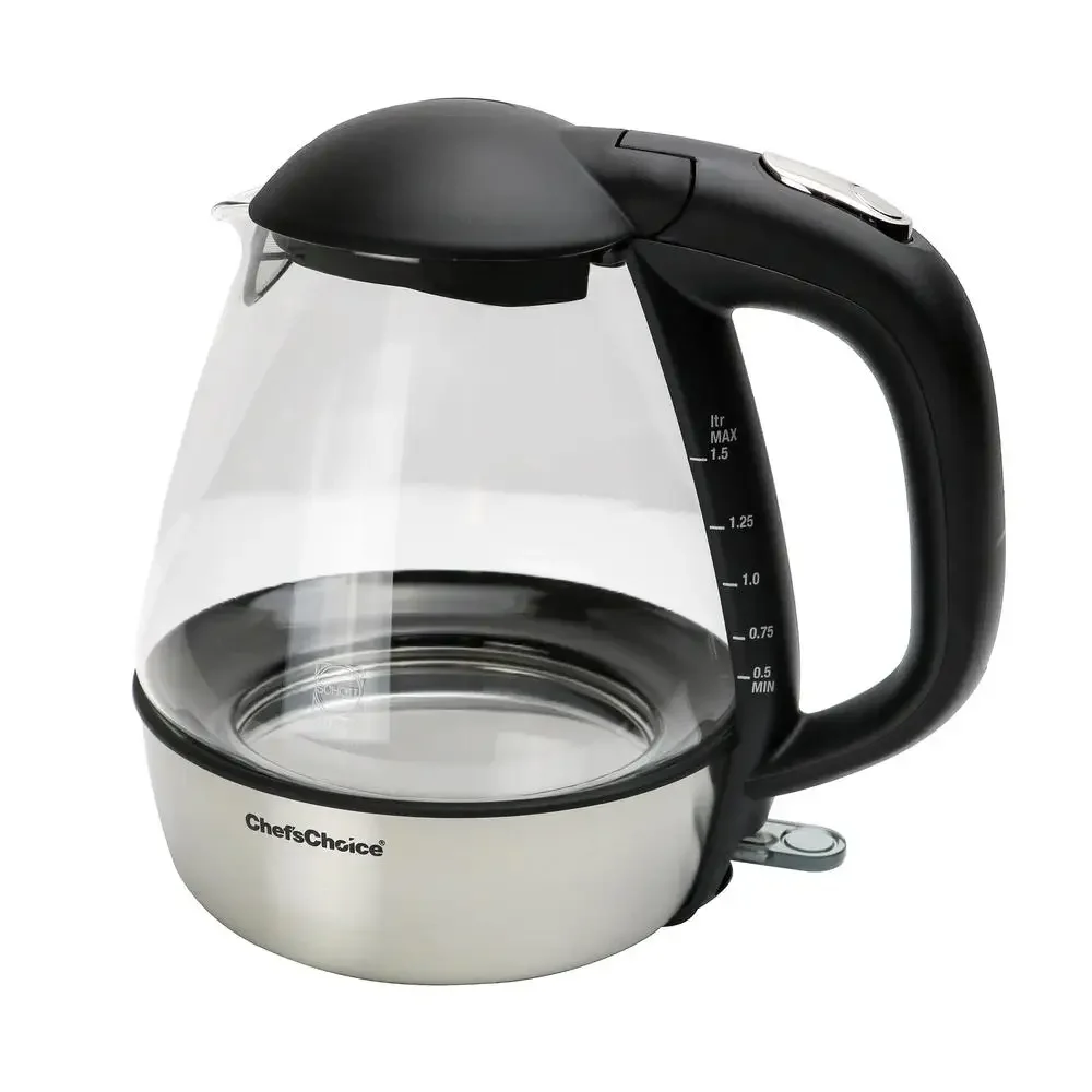 Model 680 Cordless Electric Glass Kettle 1.5 Liter Capacity in Stainless Steel/Matte Black 6800001)