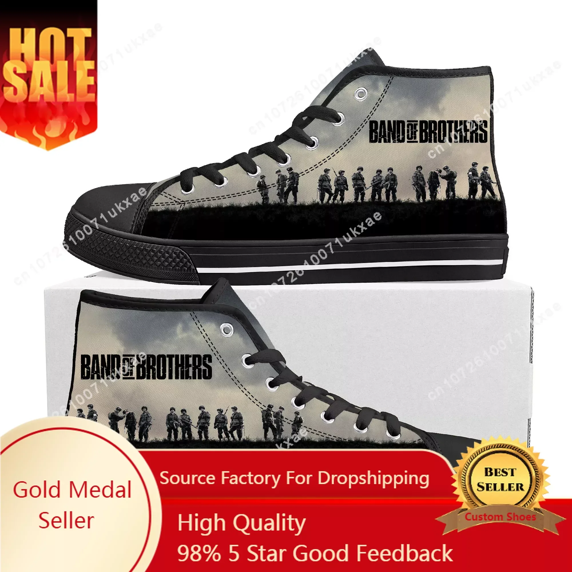 Band of Brothers High Top Sneakers Mens Womens Teenager Easy Company High Quality Canvas Sneaker Casual shoe Custom Made Shoes