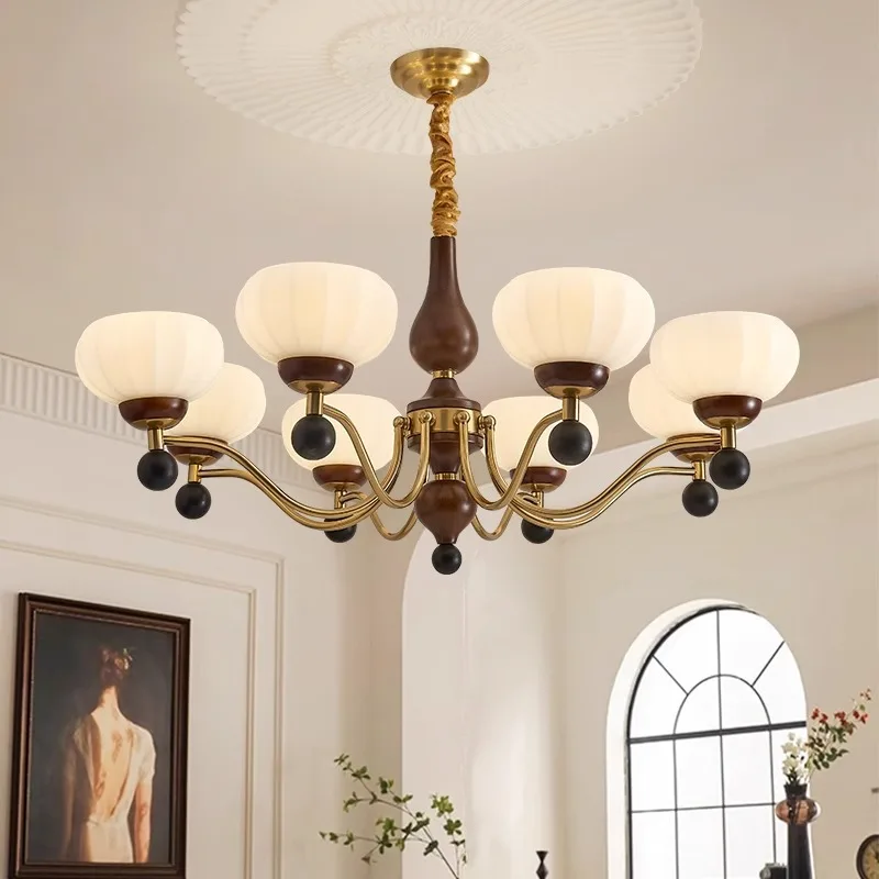 Walnut eye protection chandelier American retro living room Nanyang wind chandelier y
