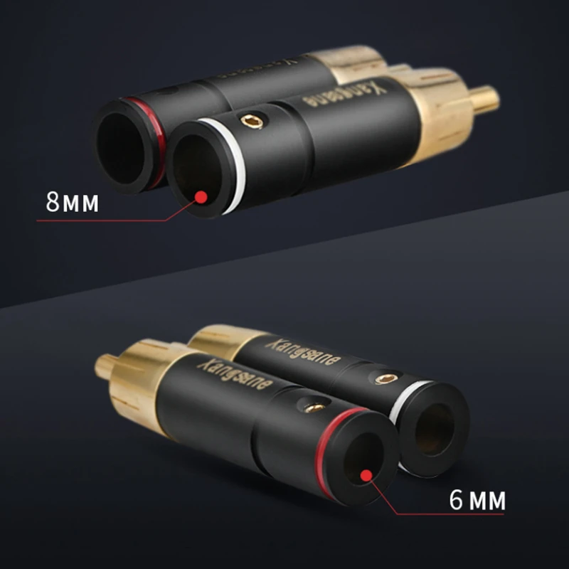 High Quality  RCA Plug Signal Line Connector 3u Gold Plated Copper DIY HiFi Audio Adapter 6mm 8mm