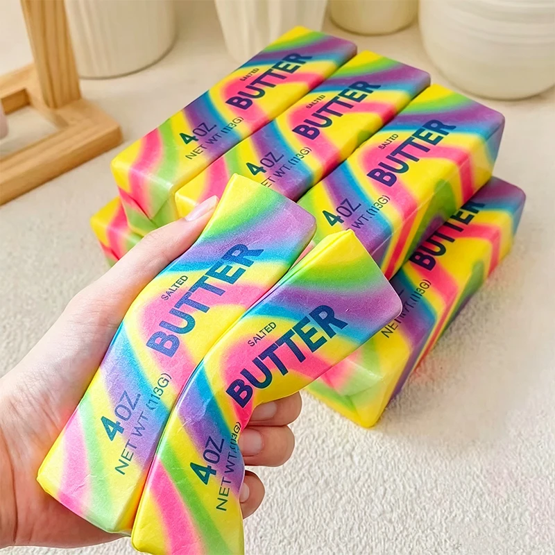 Soft PU Slow Rising Butter Cheese Stick Fidget Squishy Toy Grab Texture Squeeze Prank Toy Effective Anxiety Stress Relief Toy