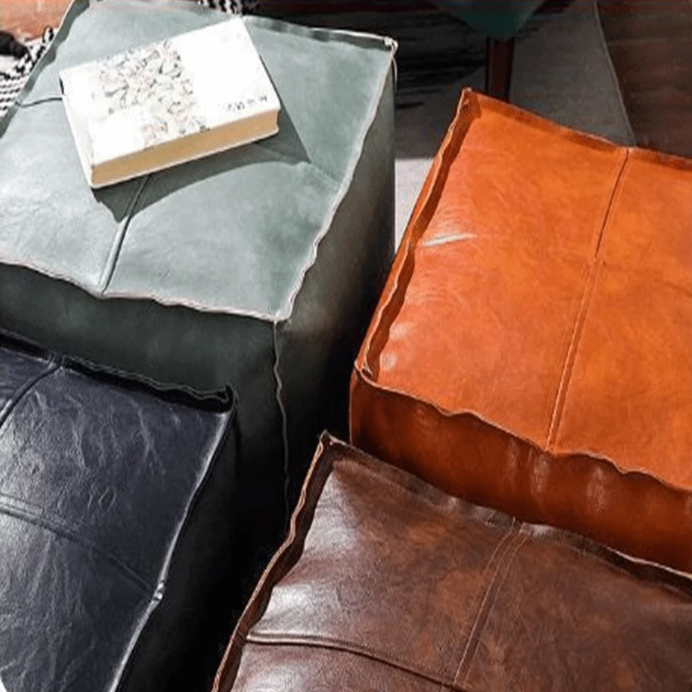 مقعد تخزين حديث غير قابل للانزلاق مقاوم للماء سعة كبيرة من جلد البولي يوريثان قابل للتكديس مربع مغربي بوف تاتامي #2