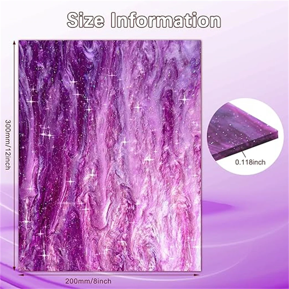 Purple Sheet Star Glitter Acrylic Sheet 3MM Thick 12*8 Feet Used for Crafts Decoration DIY material etc.