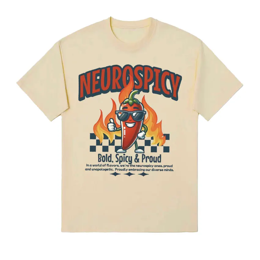 Neurospicy Funny Chili T Shirt Autism ADHD Dyslexia Actually Autistic Meme Tee Shirt Men's Women Casual Cotton Oversized T-shirt