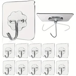 Heavy duty adhesive wall hook -10/30/50 piece set, transparent waterproof adhesive hook, suitable for keys, bathrooms, kitchens,