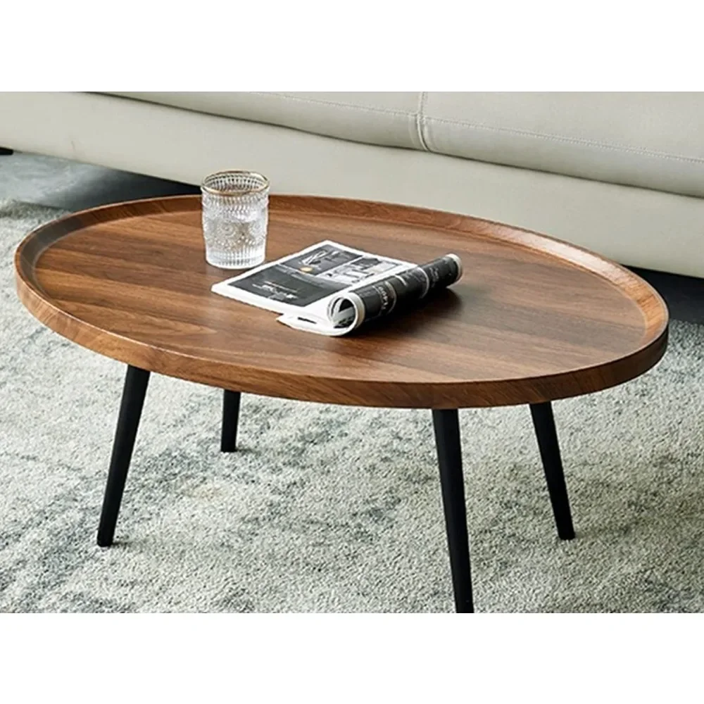 CoffeTables Living Room Table Wooden Coffee Table Furniture Home Furnitures Mesas Round Luxury Design Serving Walnut Modern Cafe