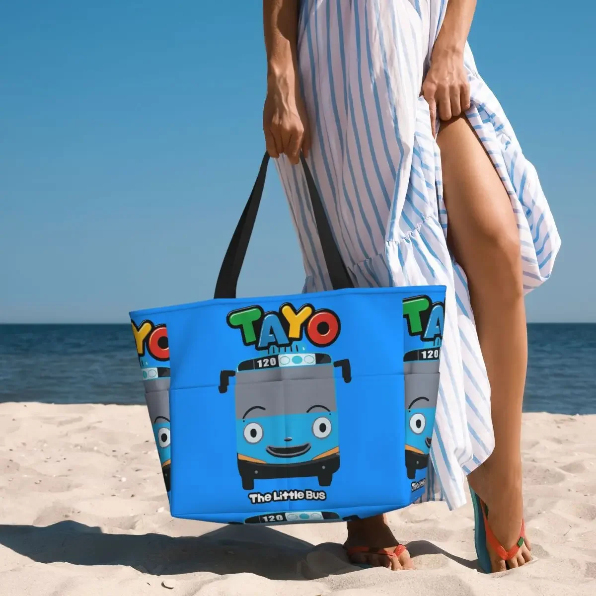 Tayo The Little Bus Beach Tote Bag Sport Gym Yoga Duffle Large Tote Bag Women Travel Bag Fitness bag