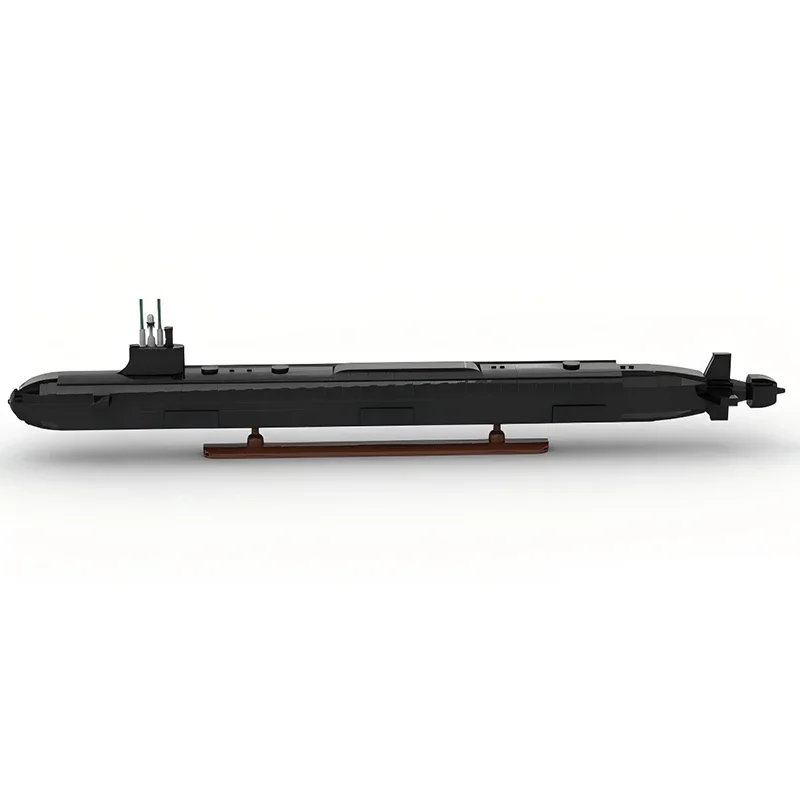 MOC Virginia-class Submarine Building Blocks Nuclear-Powered Model Kit Navy Ship DIY Bricks with Rotating Propellers Adults Gift
