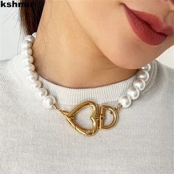 Imitation pearl necklace 2024 simple and stylish. Exquisite pattern for women. Charm necklace. Girls jewelry party gift