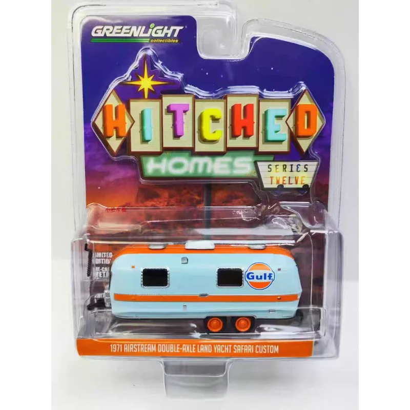 Diecast GreenLight 1:64 Scale 1971 Custom Gulf Oil Qingfeng RV Alloy Car Model Collectible Toy Gift Souvenir Display Ornament