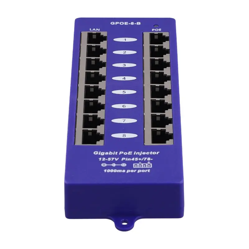 [new-a09r-】-power-over-ethernet-injector-8-port-poe-gigabit-b-mode-for-mikrotik-ubnt-cctv-network-wall-mounted