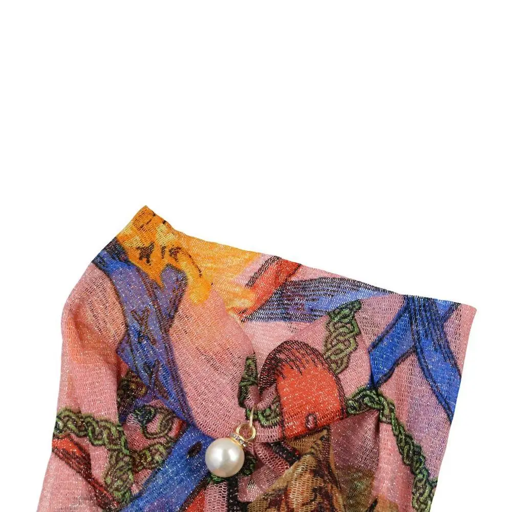 Stripe Sunscreen Scarf Printing Neckerchief Wraps Ruffle Edge Flower Female Shawl Summer Bib Printed Scarf Korean Style Scarves