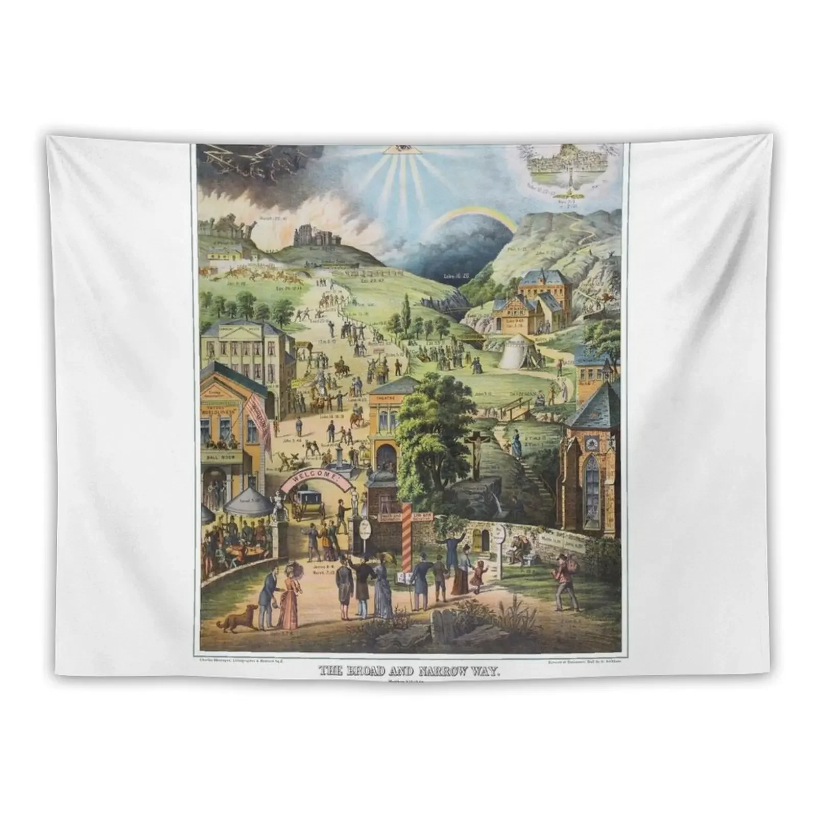 

The Broad and the Narrow Way - 1883 English Edition Tapestry Wall Decor Decor For Bedroom Decoration Home Tapestry