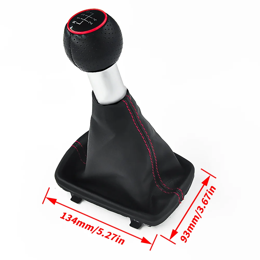 

Red line Leather Car Shift Gear Knob Lever Gaitor Boot Cover For Audi A3 S3 8L 2001 2002 2003 decoration accessories