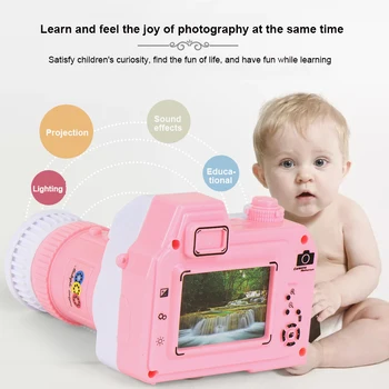 LED simulation camera with sound light projection kids educational toy gift children projector camera bedtime learning fun toys