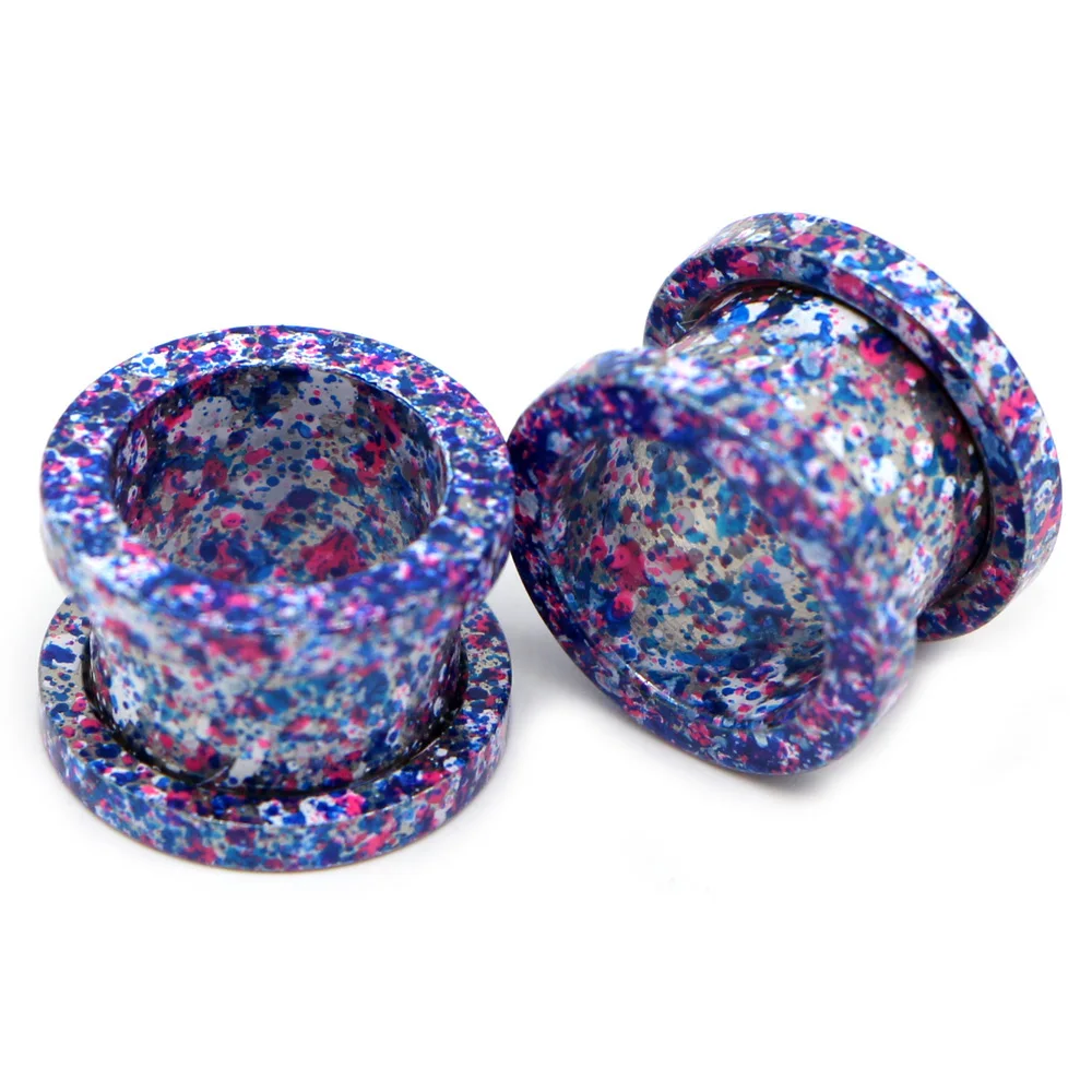 2pcs 2-16mm Stainless Steel Paint Pulley Hollow Ear Tunnels Plugs Expander Stretcher Ear Gauges Body Piercing Jewelry