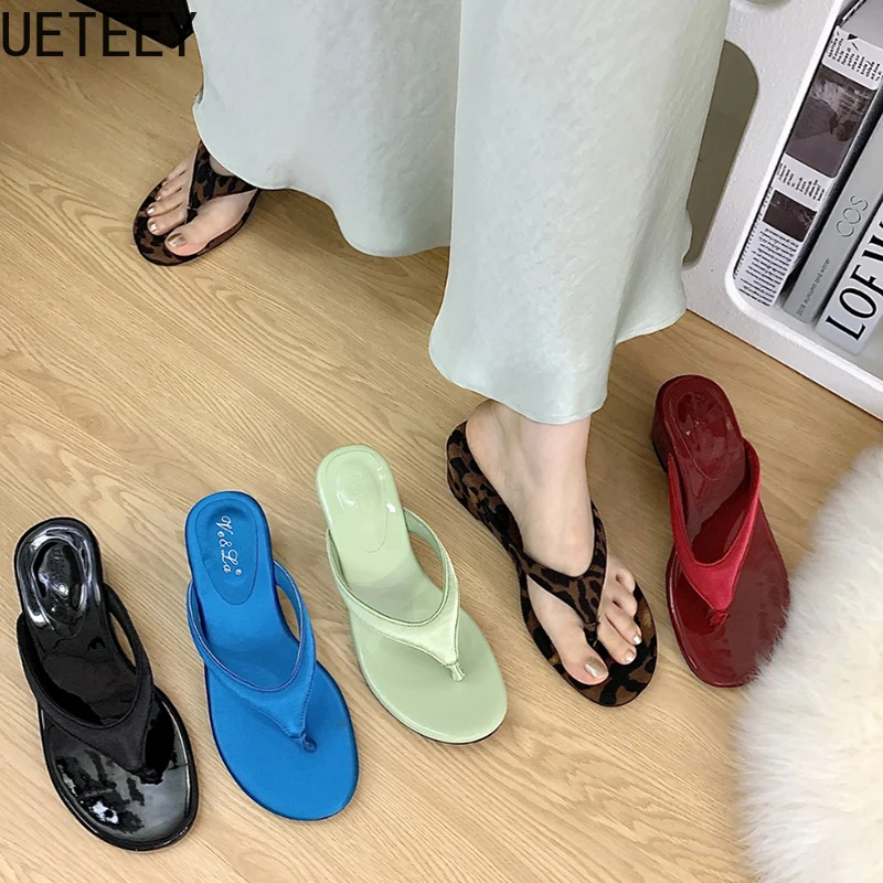 Summer Flip Flop Casual Clip Toe Wedges Heel Women Slippers Shoes Candy Color Beach Vacation Ladies Slides Shoes