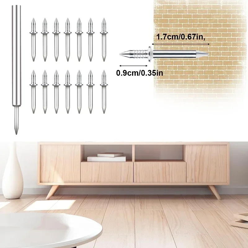 Double Head Skirting Thread Seamless Nail - Double Headed Nails - Rust Proof No Trace Invisible Security (100 Pcs + Extender)