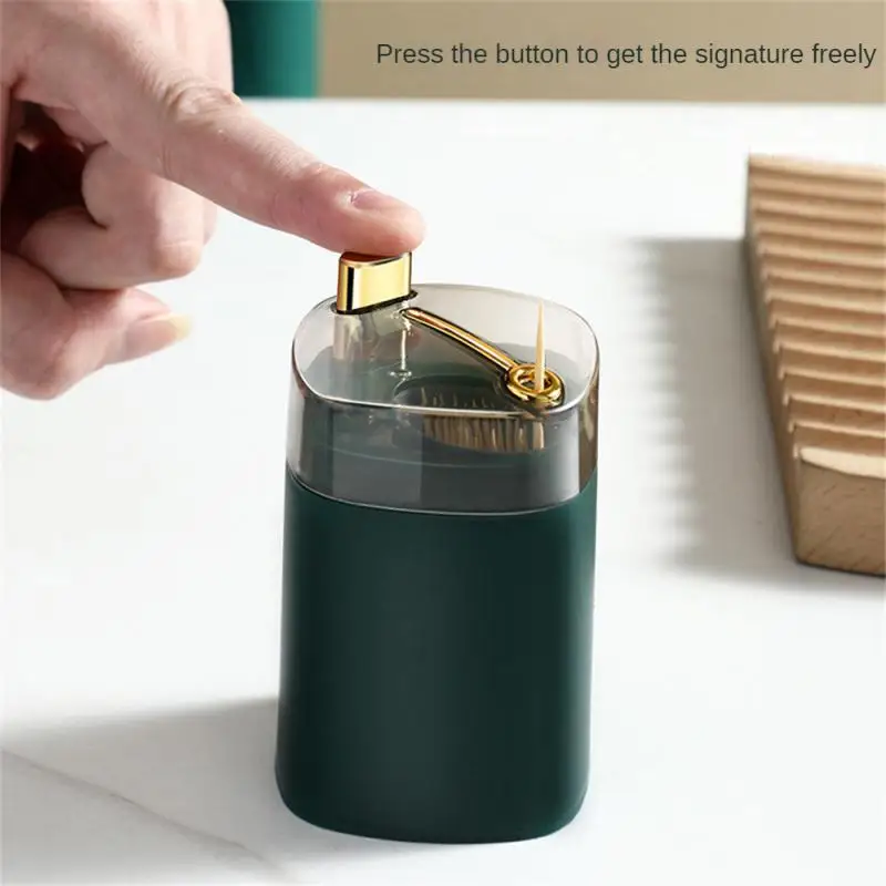 Toothpick Container Portable Automatic Pops Up Press Automatic Sign-out Nordic Style Dustproof Dining Table Toothpick Dispenser