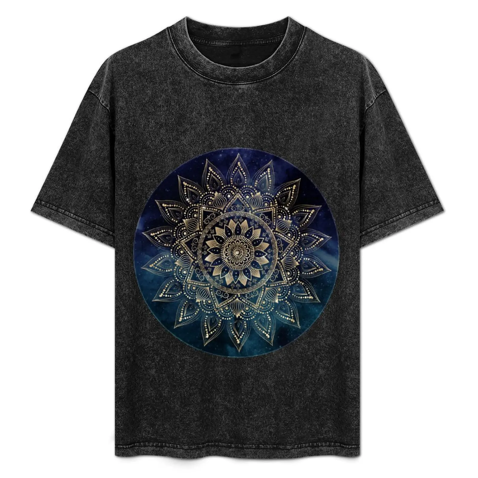 

Elegant Gold Mandala Blue Galaxy T-Shirt Plus Size Lightweight Top