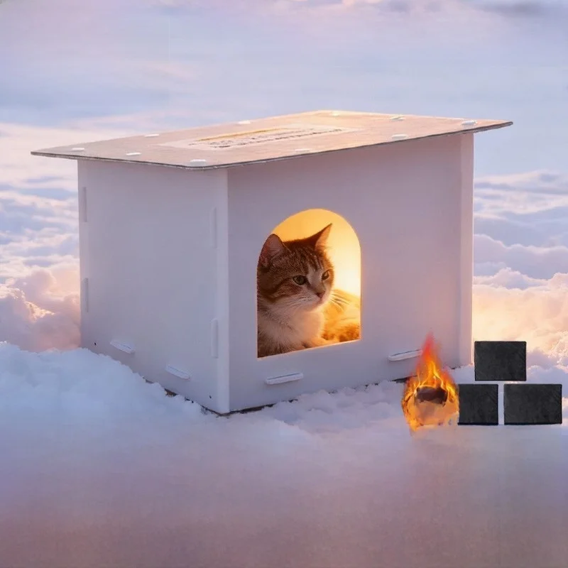 

Уличный зимний утепленный ветрозащитный домик закрытого типа для средних собак, функциональный, для использования на улице, зоотовары