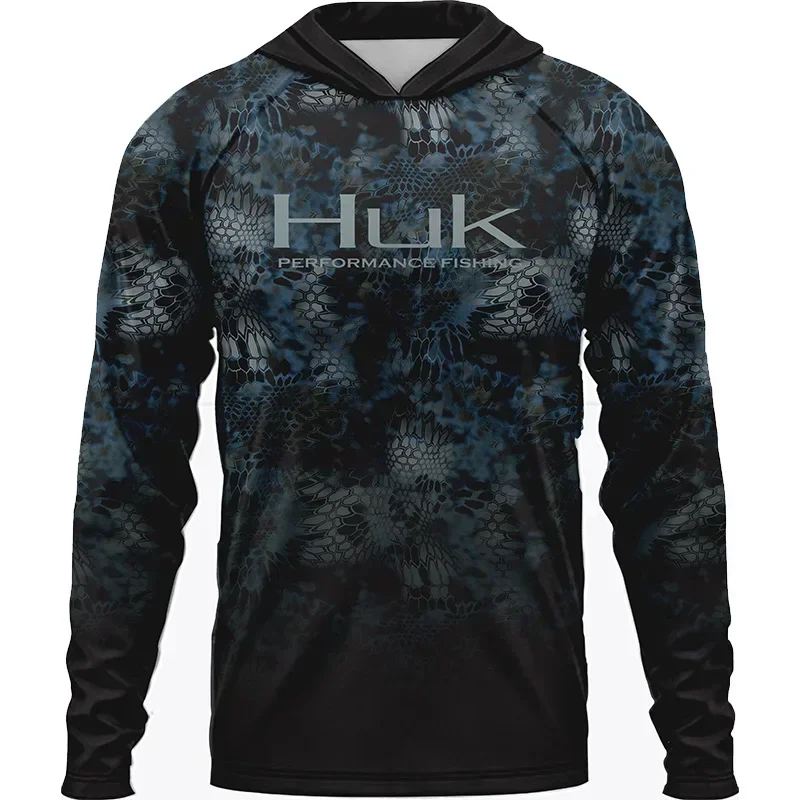 Camiseta de pesca transpirable UPF 50 con capucha para hombre