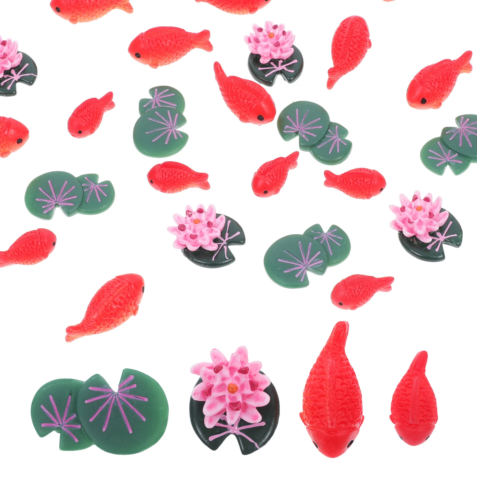 

30Pcs Mini Fish Aquarium Decorations Lotus Leaves Flowers Resin Landscape Craft DIY for Home Office Garden Artificial Scenery