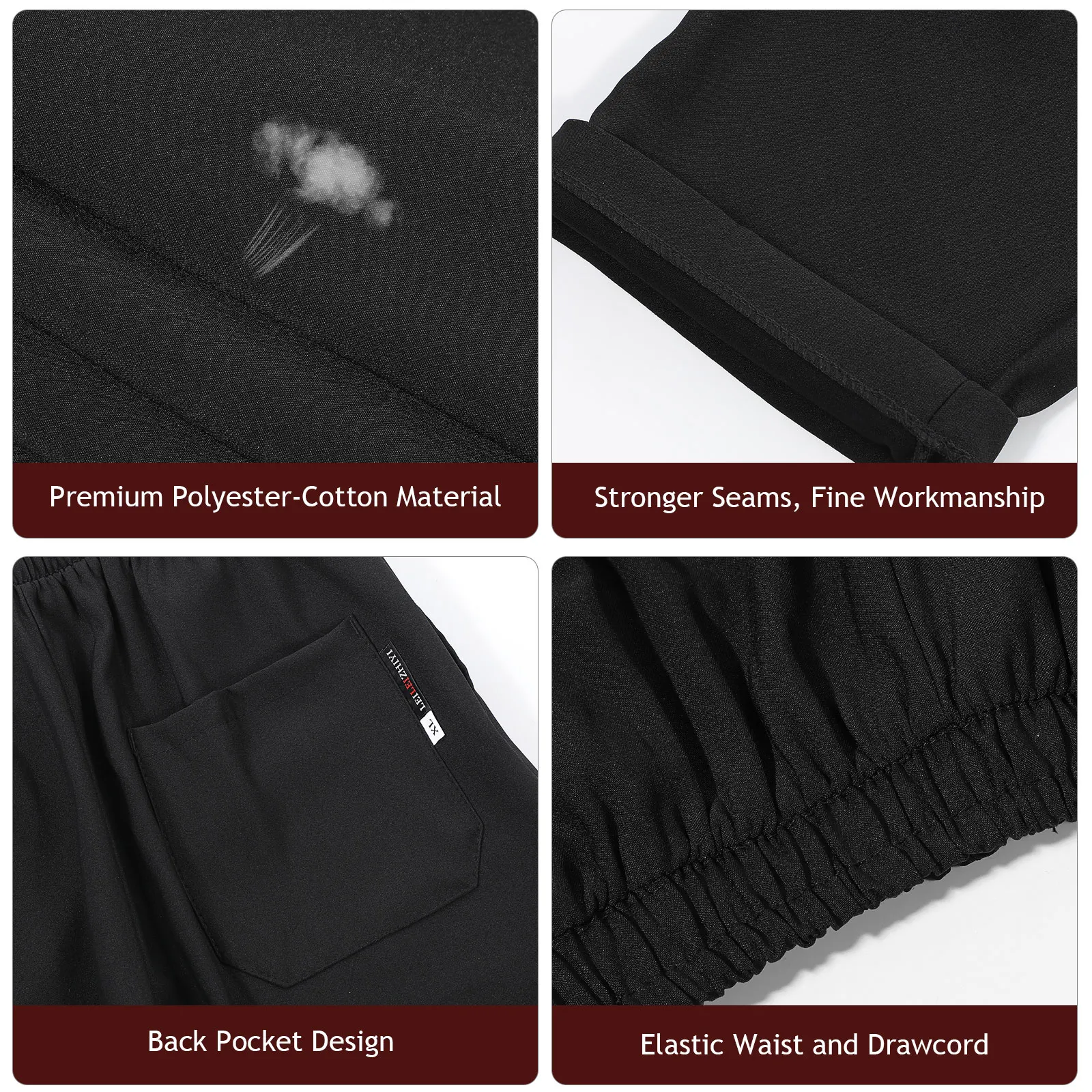Breathable Chef Pants Black Restaurant Trousers Men Women Workwear Loose Pants Polyester Cotton Oil Proof Kitchen Supplies