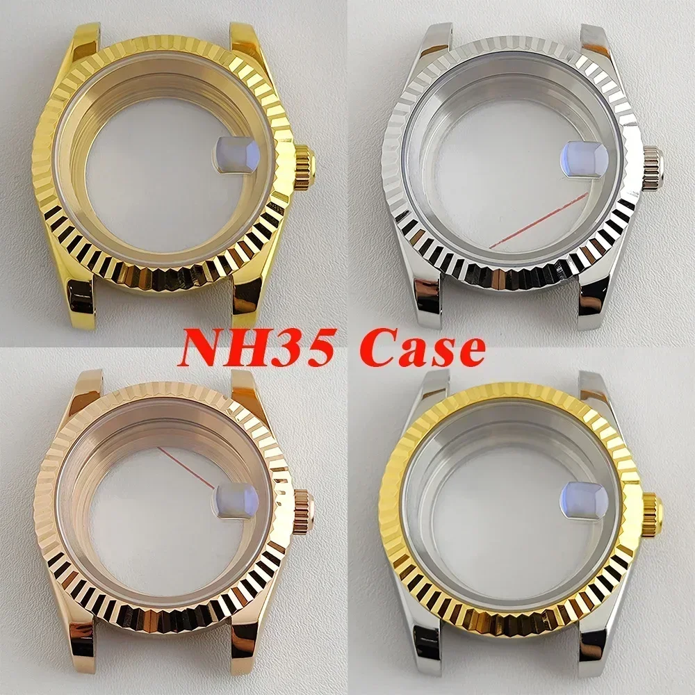 

NH35 Case 36mm/39mm Men's Silver Gold Watch Case Sapphire Stainless Steel Transparent Case Back for NH35/ NH36 Movement DIY