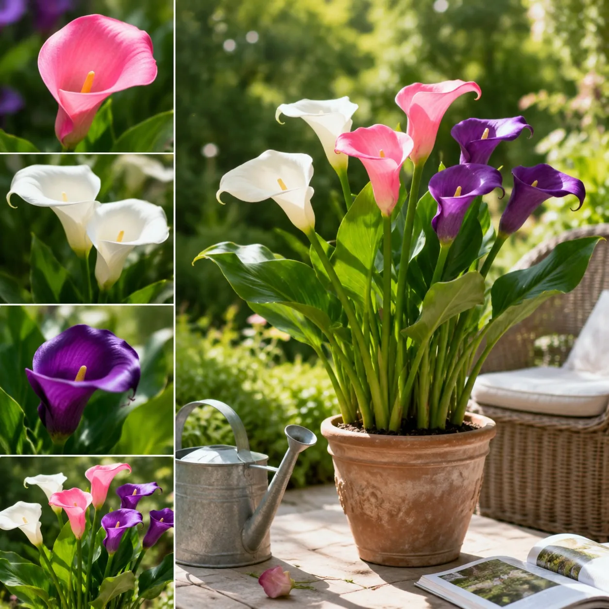 108 Semillas de Lirio de Cala de Colores Variados, Elegantes Flores para Macetas de Interior y Exterior, para Jardín, Patio y Exhibición de Flores Cortadas