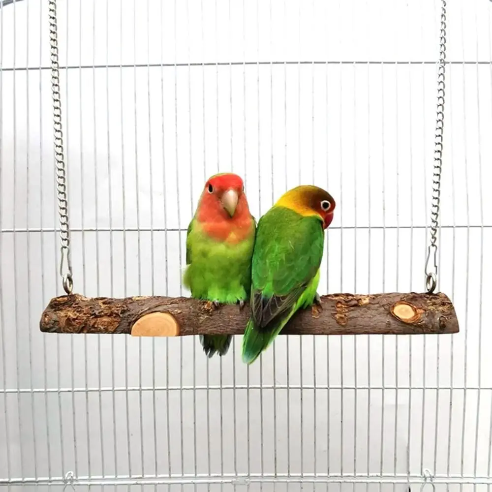 Canaries Cockatoo Natural Handmade Wooden Cage Hanging Perch Bird Swing Hammock Parrot Toys