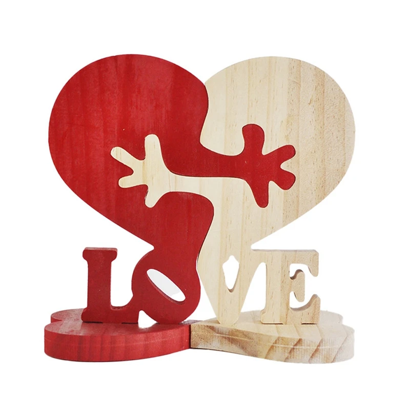 2PCS Wooden Heart Love Ornament Set Wooden Decoration Set Valentine's Day Gift WOODEN HEART LOVE