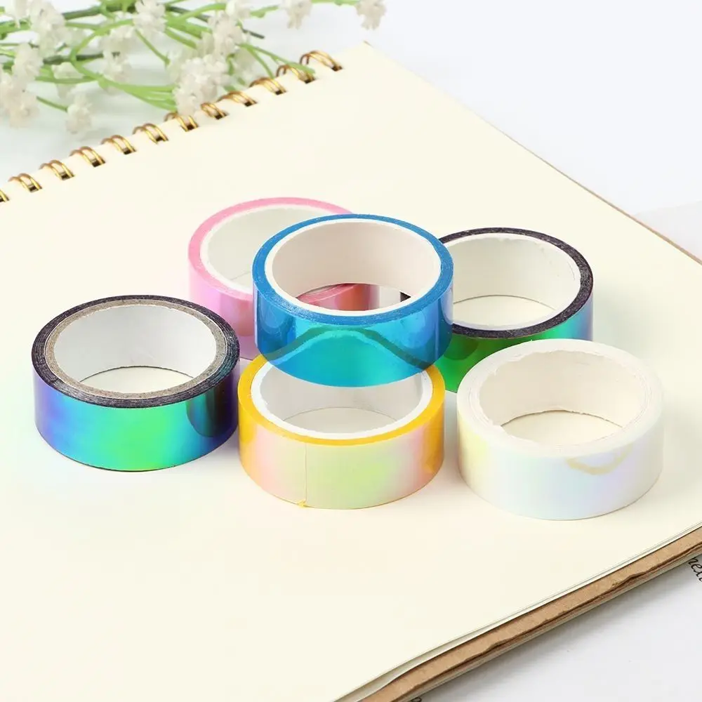 Rainbow Graphic Tape Mirror Wrapping Waterproof Removable Scrapbooking Decorative Stationery Sparkle Metallic Tape DIY