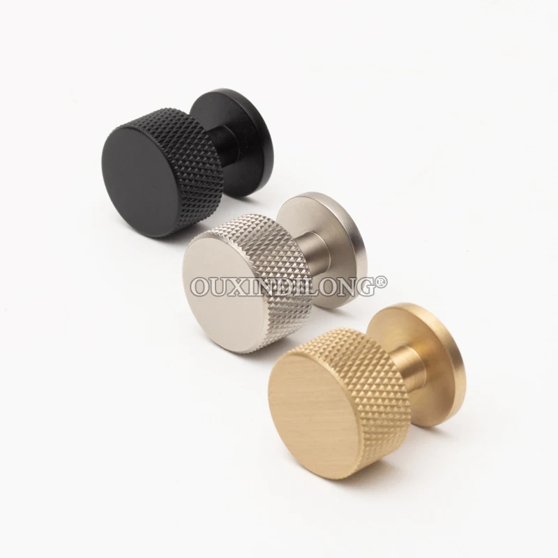 High-end Luxury 20PCS Solid Brass Knurled Furniture Pulls Handles Drawer Knobs Cupboard Wardrobe Closet TV Cabinet Pulls Knobs