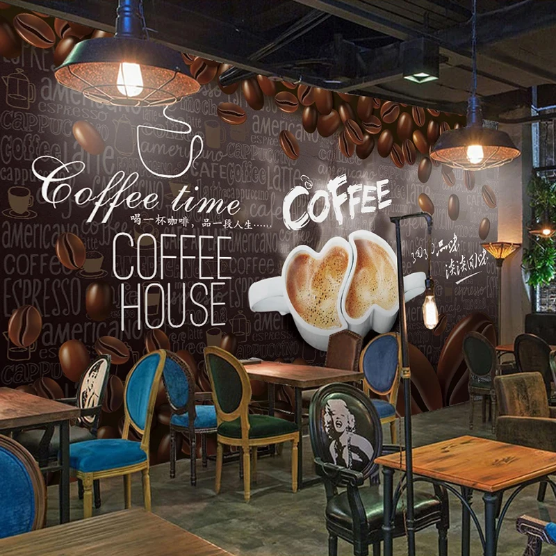 Foto personalizada pintada a mano, póster de letras en inglés, pintura de pared, café, casa, restaurante, sala de estar, Mural, papel tapiz moderno 3D