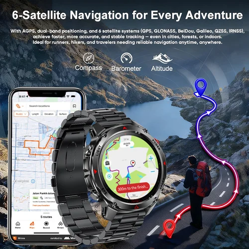 Imagen 2 del producto Reloj inteligente T-Rex 3 Pro de grado militar AGPS, resistente al agua hasta 10ATM, brújula GNSS de doble banda, altímetro AMOLED, reloj inteligente deportivo para natación para hombres