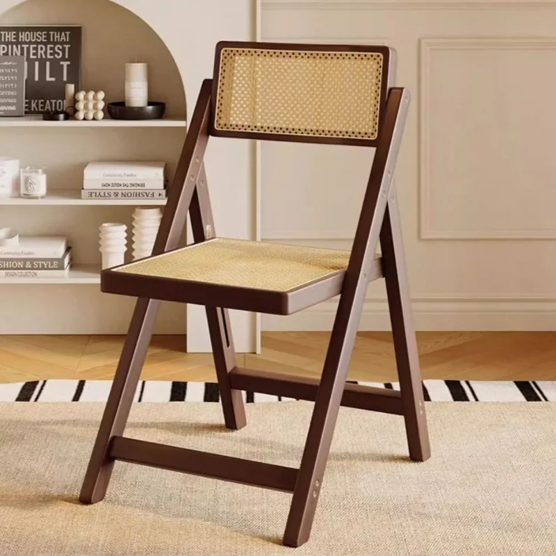 

Многофункциональный складной стул с плетеной спинкой в античном стиле для дома, балкона, гостиной, столовой, портативный одноместный стул