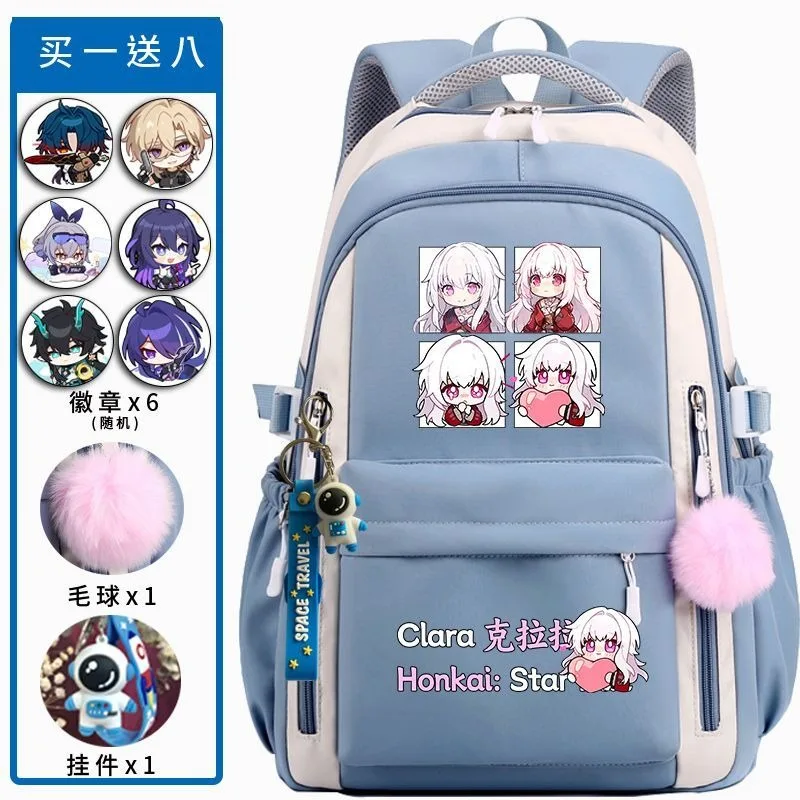 Anime Game Honkai: Star Rail Cosplay Aventurine Sparkle Acheron Black Swan High Capacity School Bag Student Knapsack Backpack