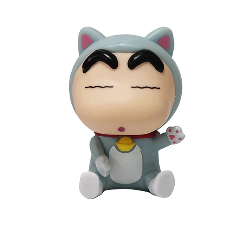 Figuras de acción de Nohara ShinChan, 6 piezas, Series de animales, coche, adornos de escritorio, regalo de cumpleaños para niños