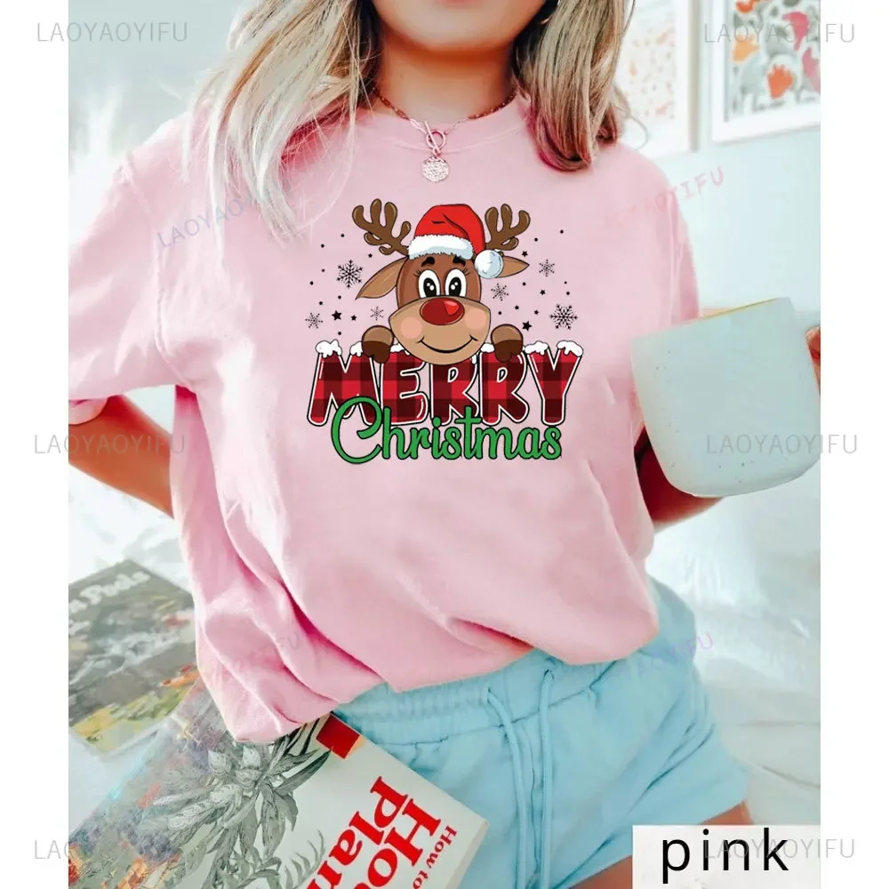 عيد ميلاد سعيد موس الرسومات تي شيرت المرأة عيد الميلاد قمصان مضحك عيد الميلاد بلايز موضة Harajuku Kawaii تي شيرت Y2K الملابس