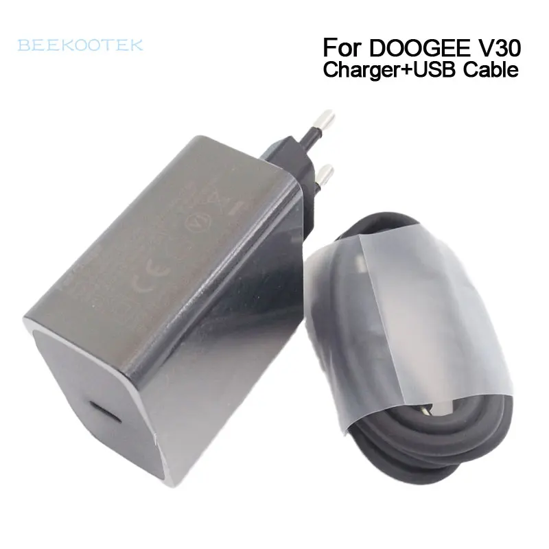 New Original Doogee V30 Fast Charger Power Adapter HJ-PD66W-EU+TYPE-C USB Cable Data Line For Doogee V30 Smart Phone