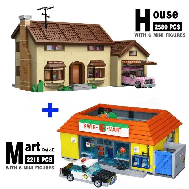 

2025 filmserie Simpson Kwik-E-Mart huis model Street view bouwstenen kinderspeelgoed Kerstcadeaus