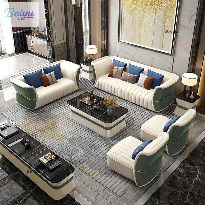 

Легкая роскошная постмодернистская мебель, кожаный диван, модель комнаты, итальянский минималистский элитный кожаный художественный комбинированный кожаный диван для гостиной
