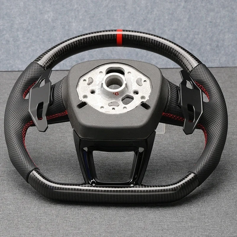 ل Q5L عجلة القيادة اكسسوارات السيارات مخصصة الرياضة نمط ألياف الكربون مثقب الجلود عجلة توجيه سيارة