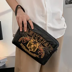 Pochette da uomo con ricamo alla moda Pochette multifunzione con tracolla Borsa a tracolla da uomo Borsa a tracolla con tracolla