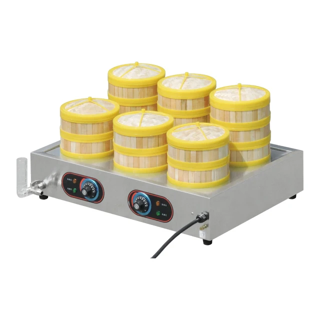 Freestanding 4 Layers Electric Cake Bun Steamer Factory Price 6 Holes Steamed Bun Display Equipment Electric Steamer