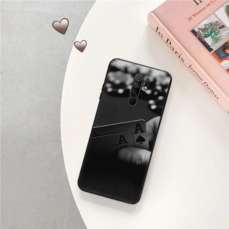 Phone Case for Redmi A2 A1 K60 K50 K40 9T 9C 9A 9I Note 9 9S 8T 8 7 Xiaomi CC9Pro Poker ACE Skull Soft Black Anti-Drop Cover